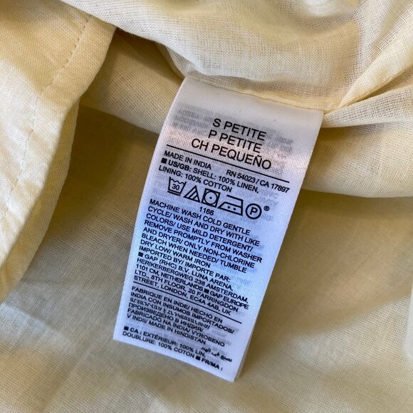 Banana Republic Livia Linen Mini Dress Small S PETITE Butter Yellow NEW - Picture 7 of 9